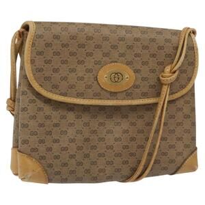 GUCCI Micro GG Canvas Shoulder Bag Pvc Leather Beige